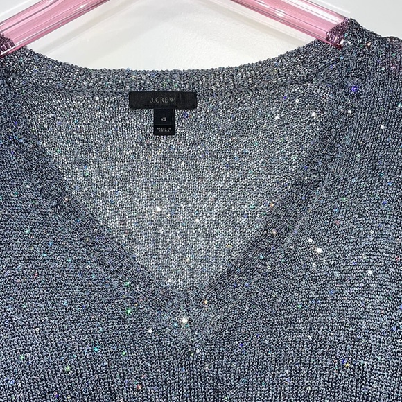 J. Crew Charcoal gray with iridescent sequins v-neck - Picture 5 of 8